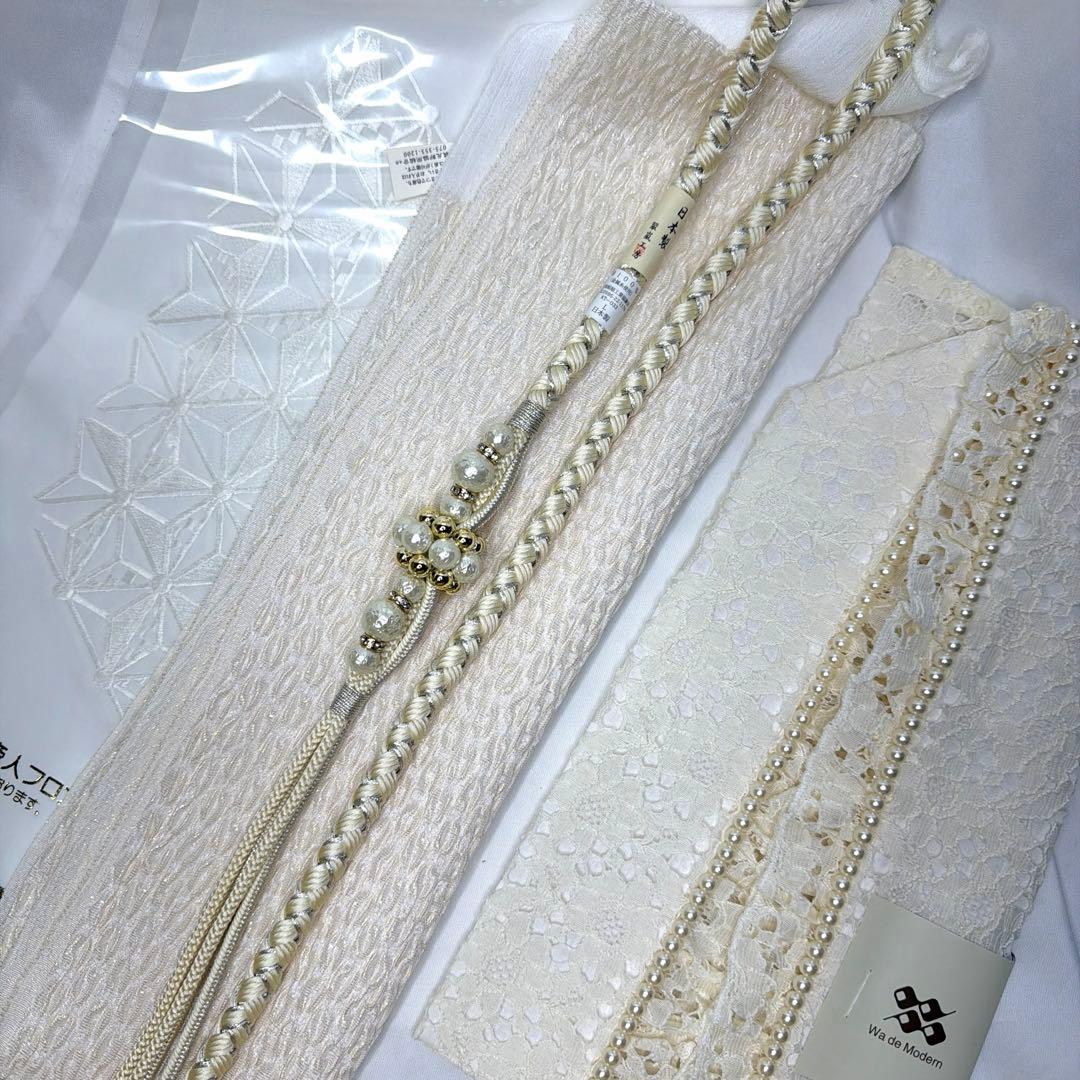 新品　2026年　アイボリー　振袖用　新作　帯締め　帯揚げ　半襟　重ね襟　セット