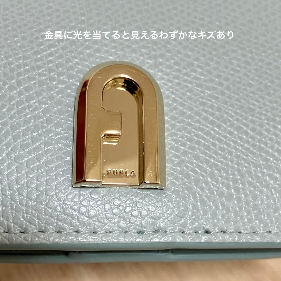極美品✨FURLA フルラ 二つ折り財布 ミニ財布 ライトブルー 水色 ゴールド