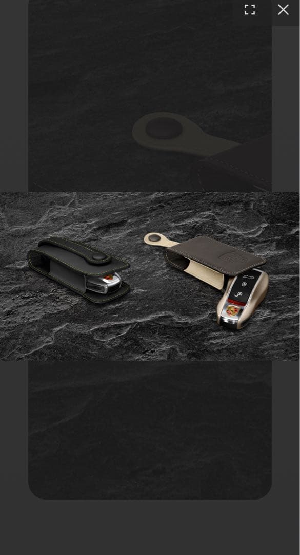 純正 Porsche ポルシェ レザーキーケース ブラック エンブレム付き