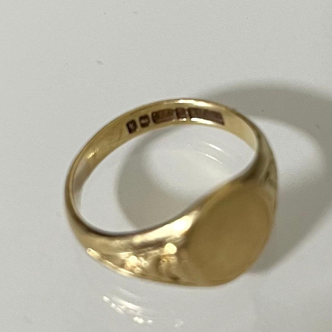 古着 ユーロ ヴィンテージ 9K シグネット リング 18K カレッジリング