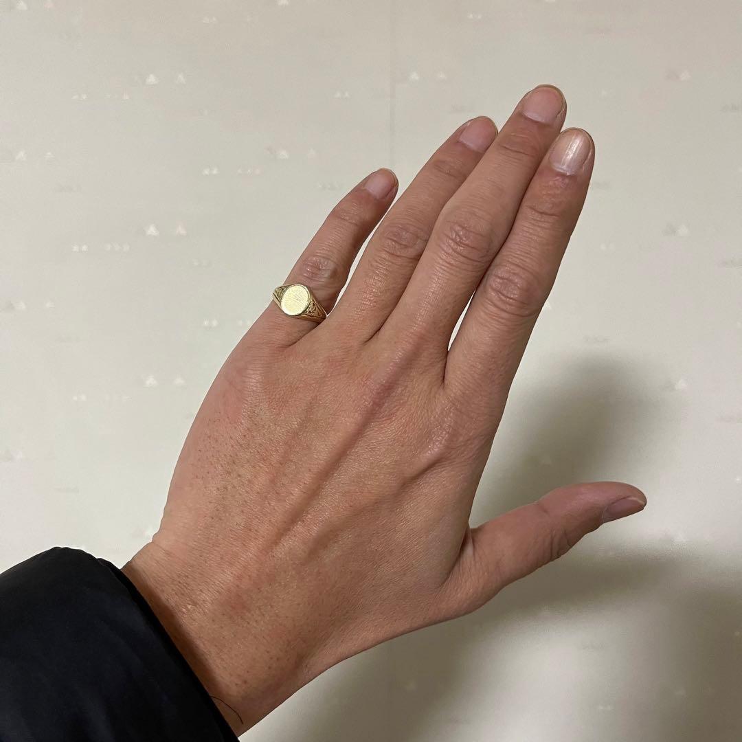 古着 ユーロ ヴィンテージ 9K シグネット リング 18K カレッジリング
