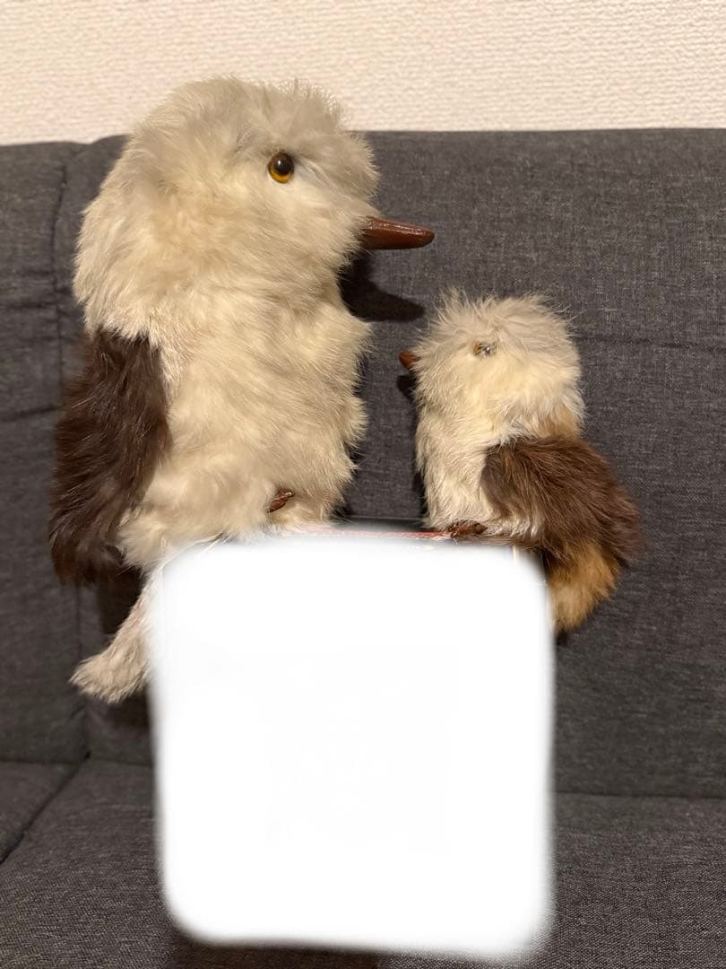 【レトロ】 リアルファー ぬいぐるみ カワセミ フクロウ 鳥 アンティーク