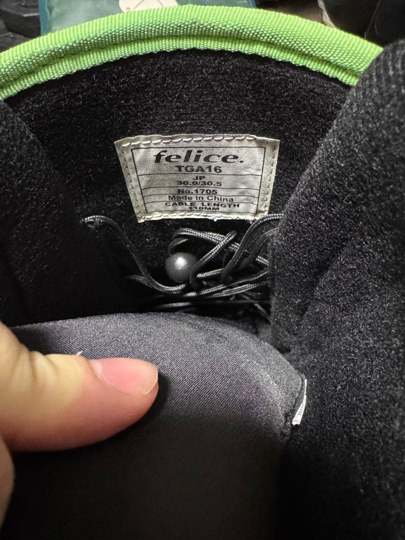 felice TGA416 スノーボードブーツ ブラック/グリーン 30