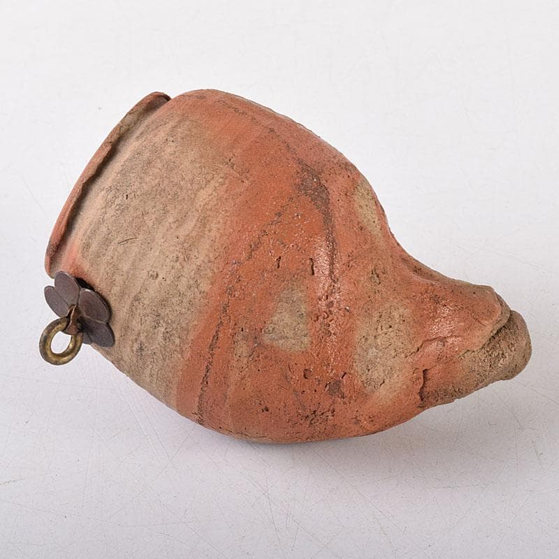 茶道具　備前焼　古備前　銅金具　掛花生　時代箱　V　R8654