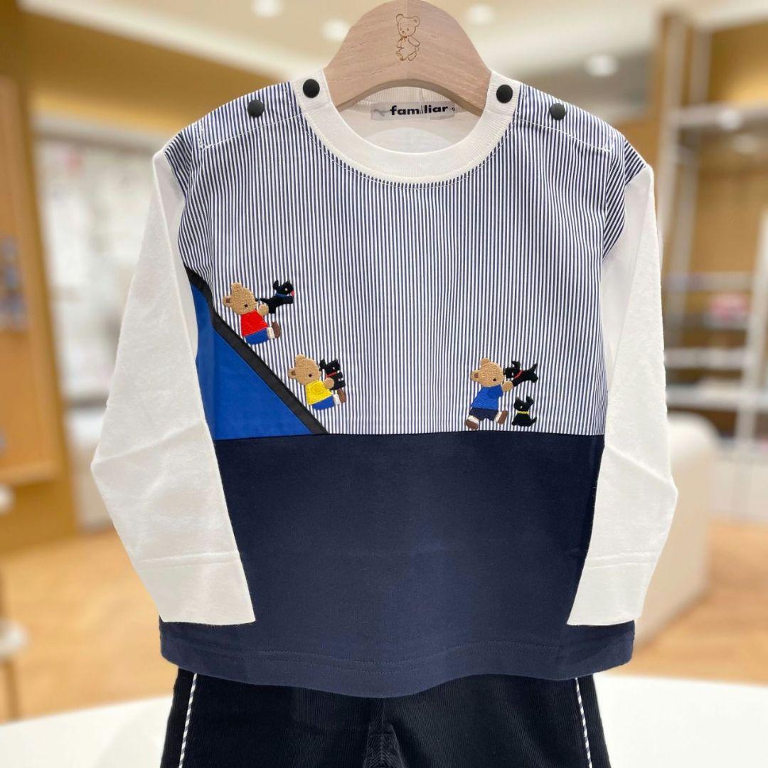 新品 ファミリア ストライプ 長袖Tシャツ 90