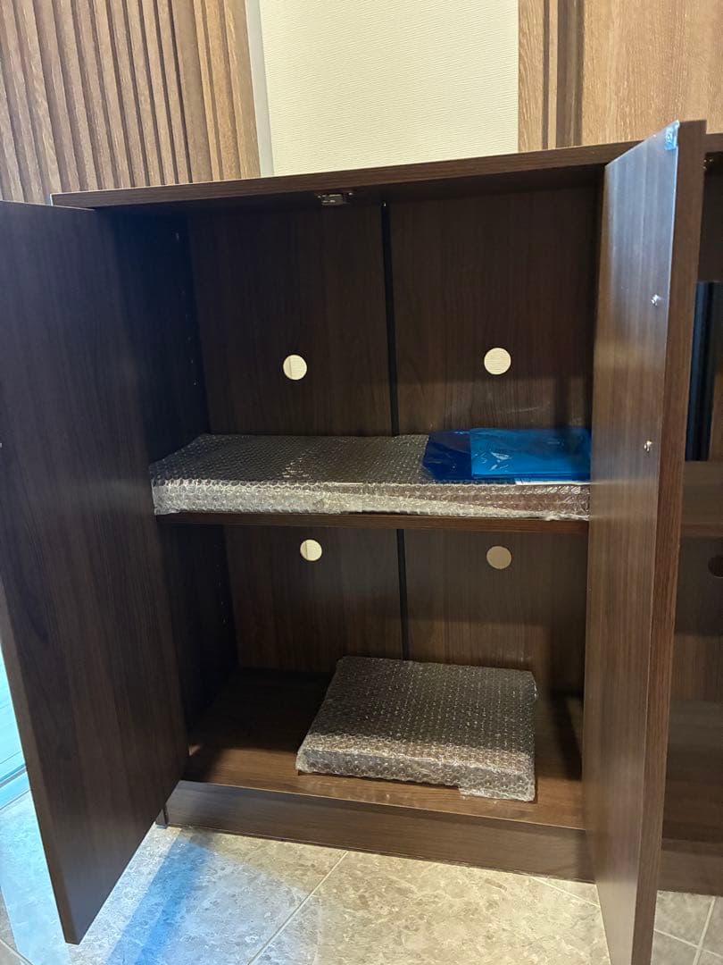 ダークブラウン 3扉収納キャビネット