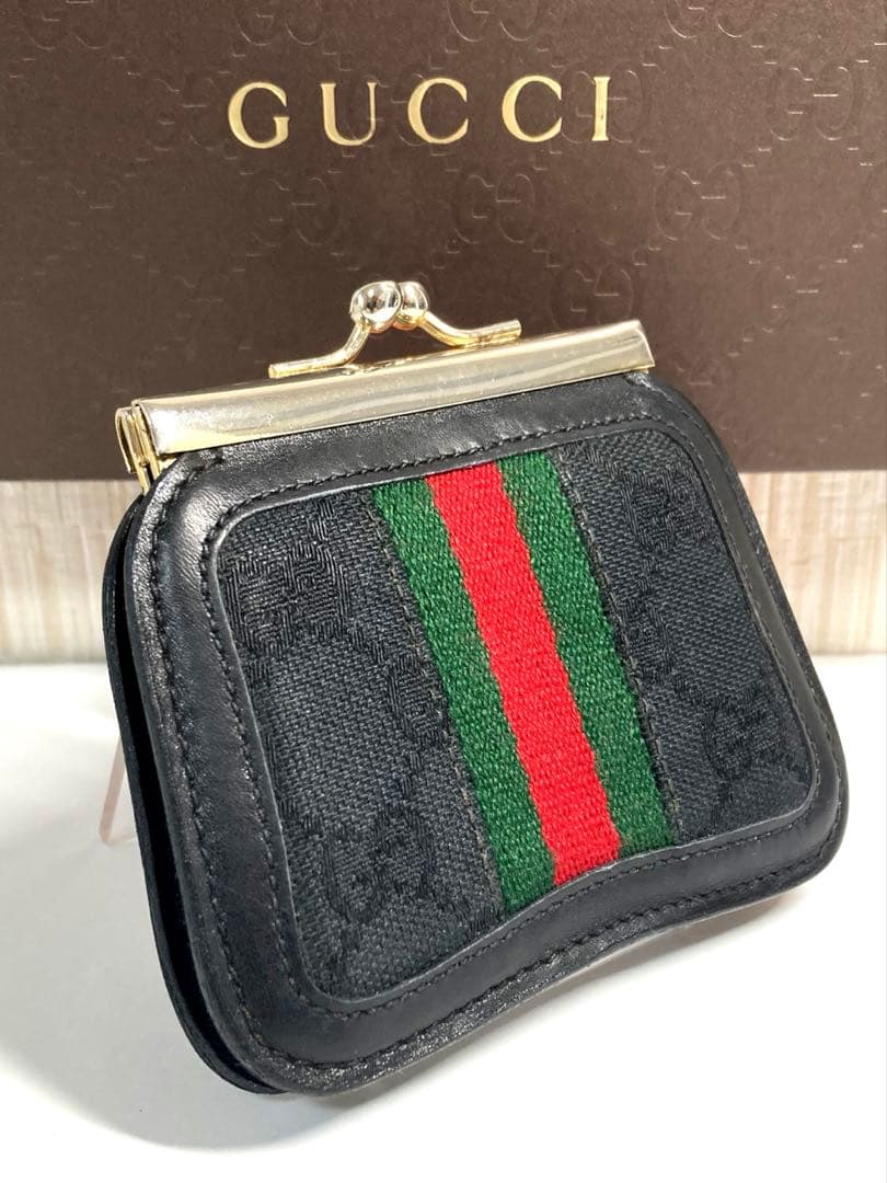 良品　GUCCI グッチ　オールドグッチ　シェリーライン　がま口　ケース