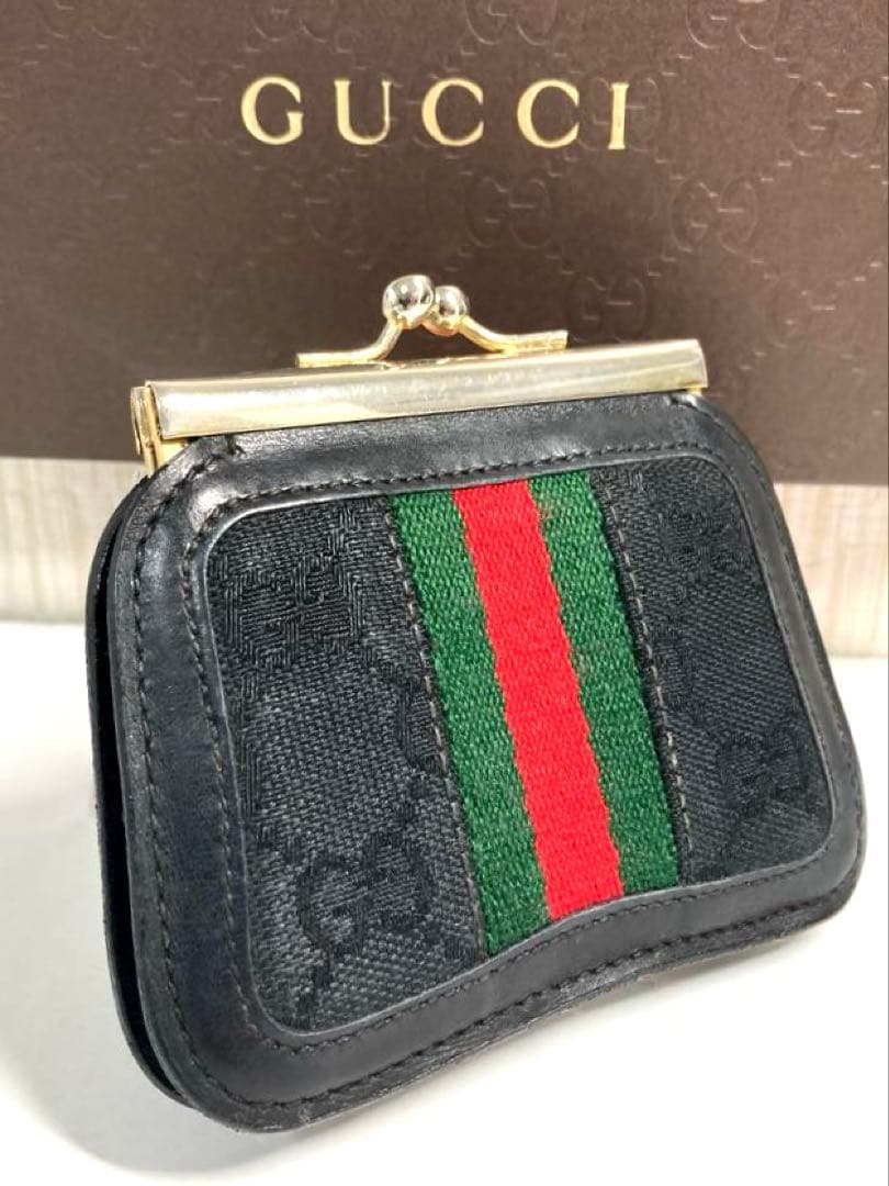 良品　GUCCI グッチ　オールドグッチ　シェリーライン　がま口　ケース