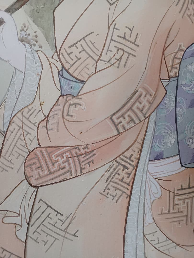 ◆　柳川新太郎 　「美人」 日本画　F10号　二科展 　名古屋　◆