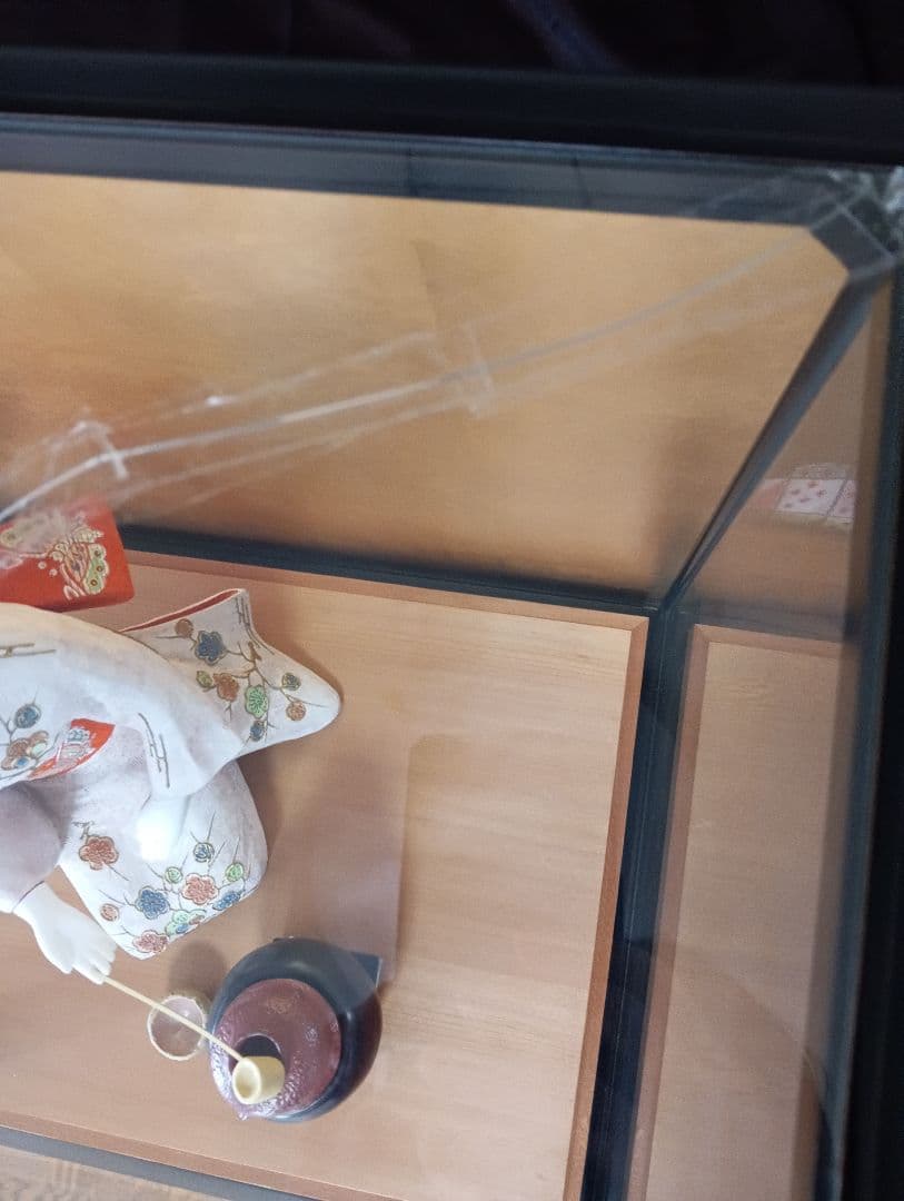 【伝統工芸品】博多人形　点茶　吉武國明氏作　ガラスケース付き　日本人形