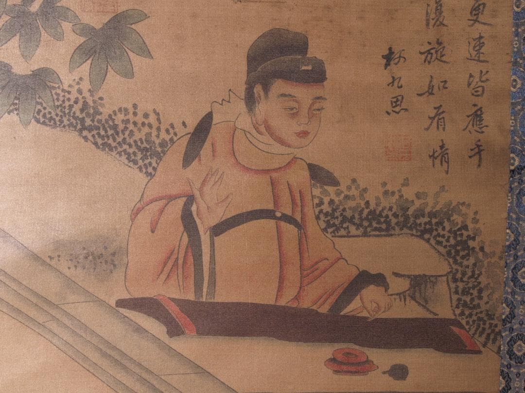 【骨董掛け軸】山水図 中国唐時代 贯休　肉筆保證唐物唐本 AK615A12-2