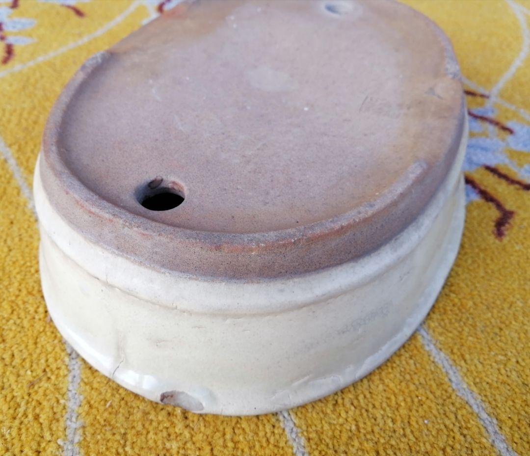 時代　紅端焼　楕円形　盆栽鉢　希少品