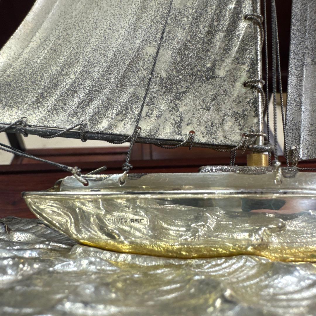 銀製 950 ヨットガラスケース入り