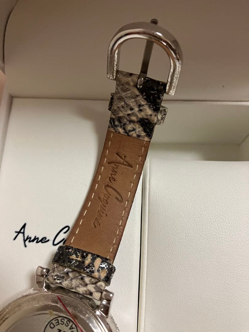 【美品】Anne Coquine パイソン柄ミニクロスウォッチ バングルセット