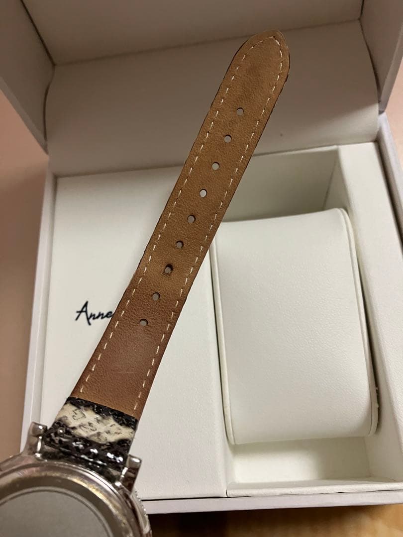 【美品】Anne Coquine パイソン柄ミニクロスウォッチ バングルセット