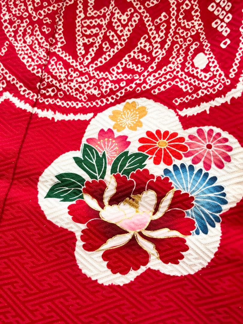 ★みみ★ 七五三　正絹　3歳　絞り　総絞り　被布　一つ身　フルセット　毱