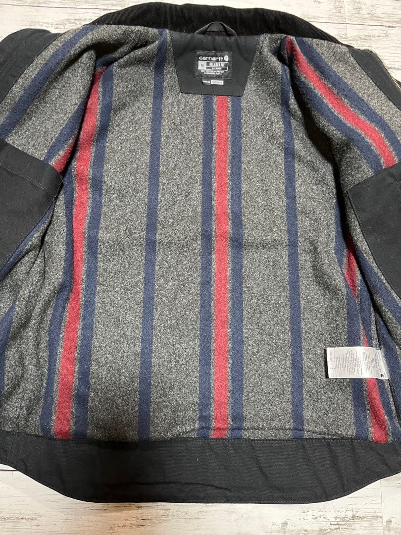 早い者勝ち ブラック デトロイトジャケット ダック地 M カーハート