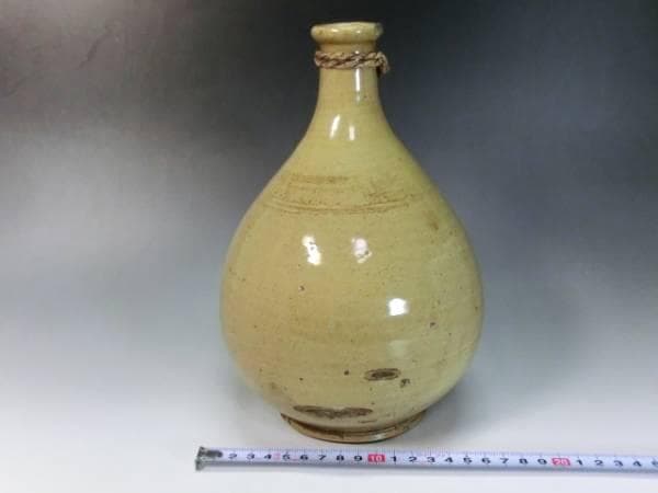 徳利■古い黄瀬戸(江戸期) とっくり 酒器 花瓶 時代物 骨董品■
