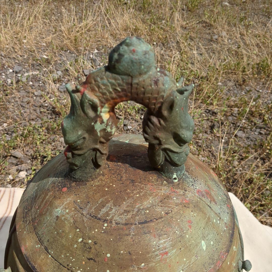 半鐘 双龍頭 釣鐘 梵鐘 青銅 古銅 真鍮 アンティーク 骨董 レトロ