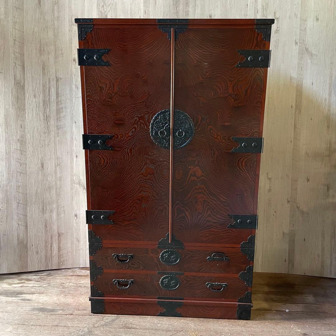 駿河民芸 駿河民藝 ワードローブ 欅材 時代箪笥 昭和レトロ 和製アンティーク