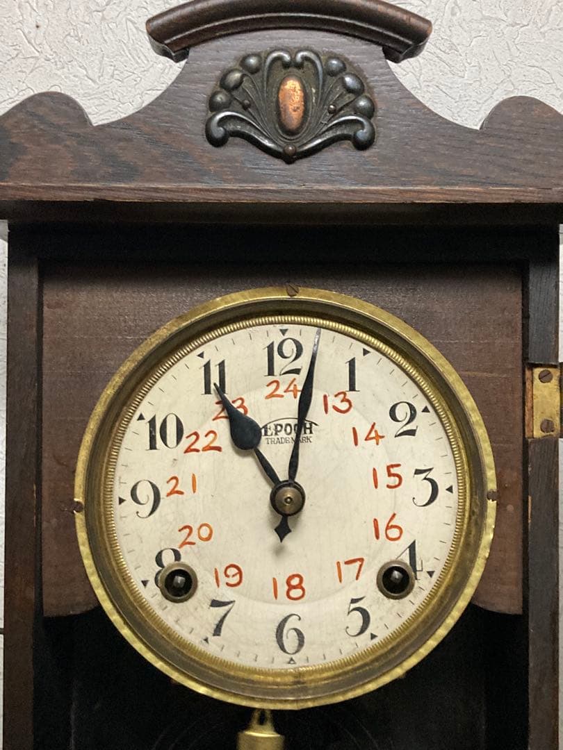 アンティーク EPOCH 宮型数打ち式振り子時計 8日巻 稼働中