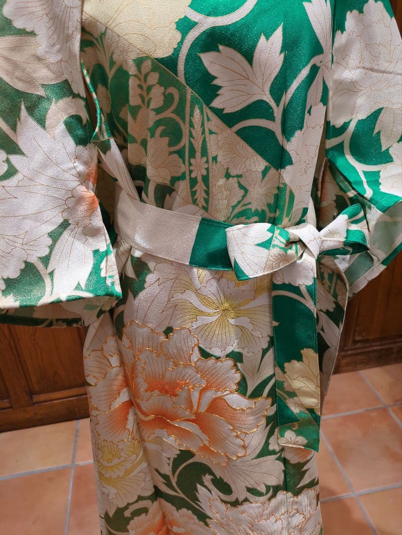 着物リメイクノースリーブワンピース＆羽織