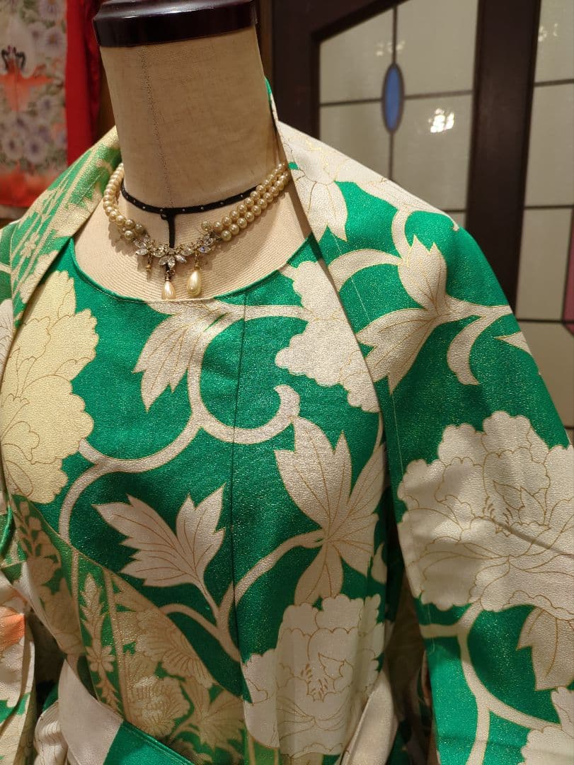 着物リメイクノースリーブワンピース＆羽織