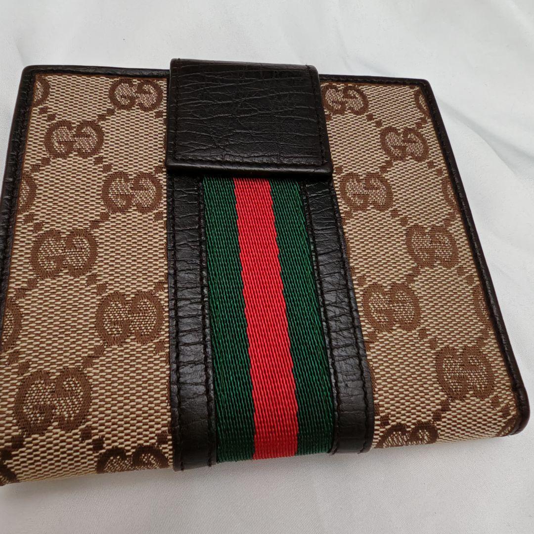 美品　GUCCI グッチ 三つ折り財布 GGキャンバス シェリーライン