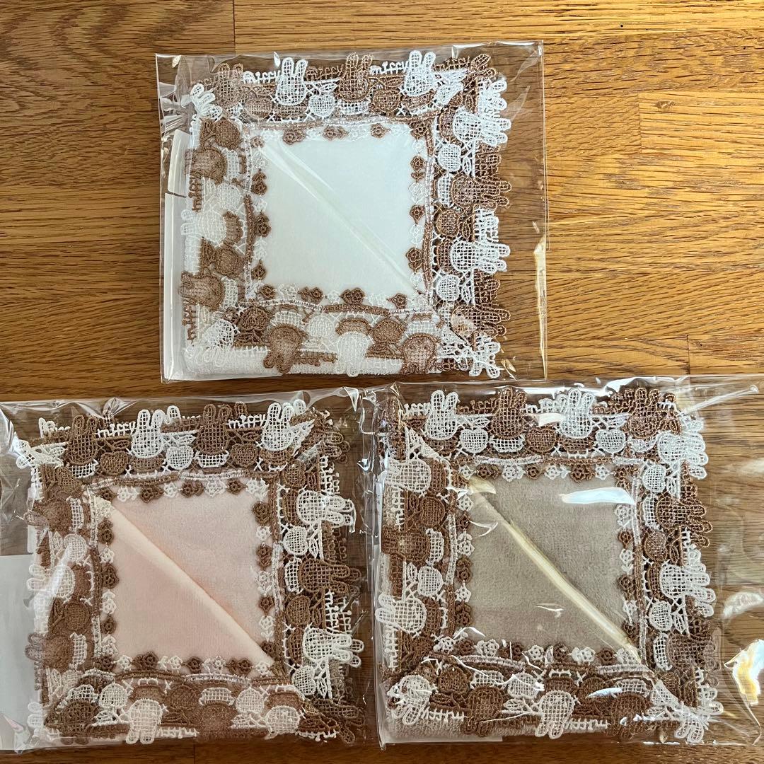 ミッフィーzakkaフェスタ　近沢レース タオルハンカチ　ブラウンカラー 全3種