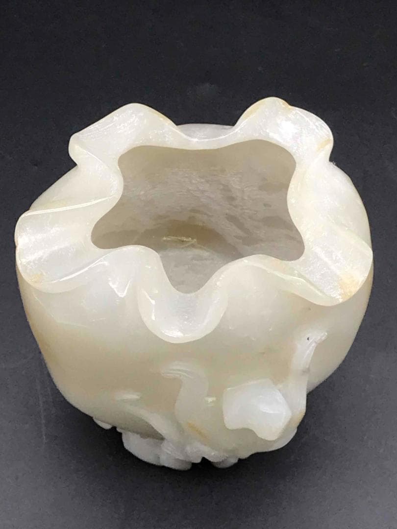 清雍正時代　和田玉 猿と神丹炉和田玉彫り　白玉　古玉石　珍品(F-12)