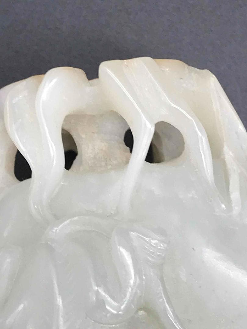 清雍正時代　和田玉 猿と神丹炉和田玉彫り　白玉　古玉石　珍品(F-12)