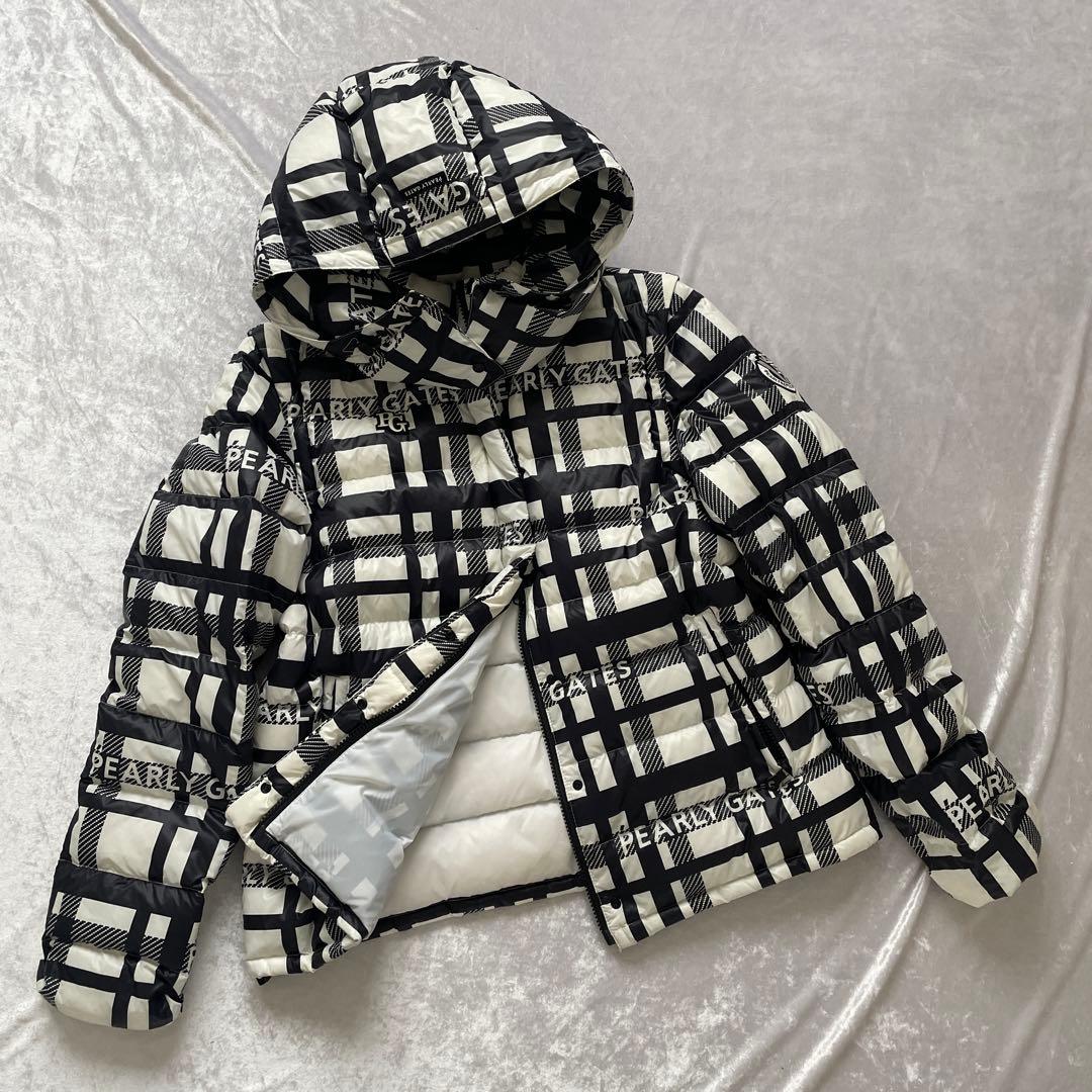 PEARLY GATES チェック柄 ダウンジャケット ゴルフ ロゴ　ワッペン