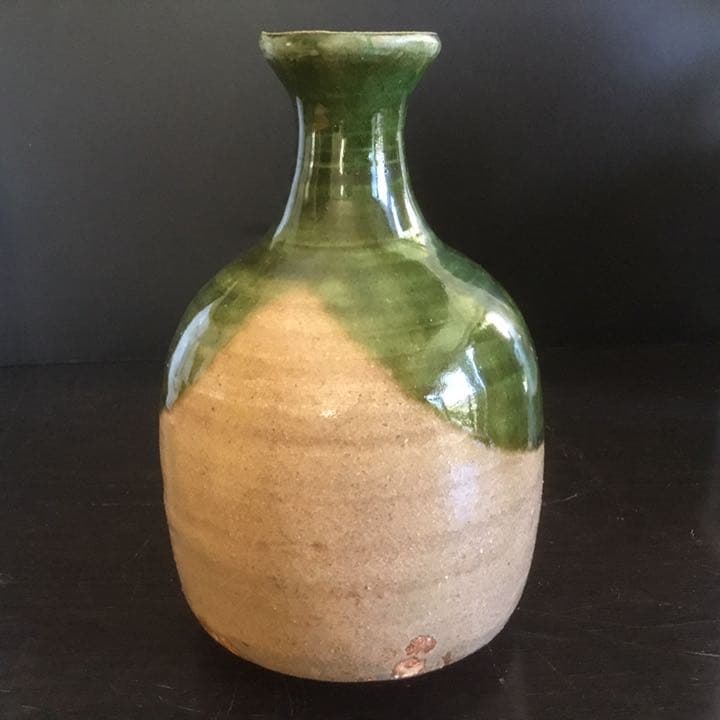 織部焼　一輪挿　藤原恭助作　供箱　供布