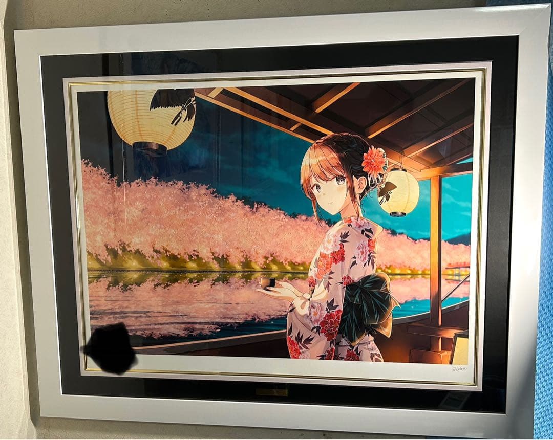 Hiten 版画 アールビバン アールジュネス ミクスドメディア 桜色舟遊