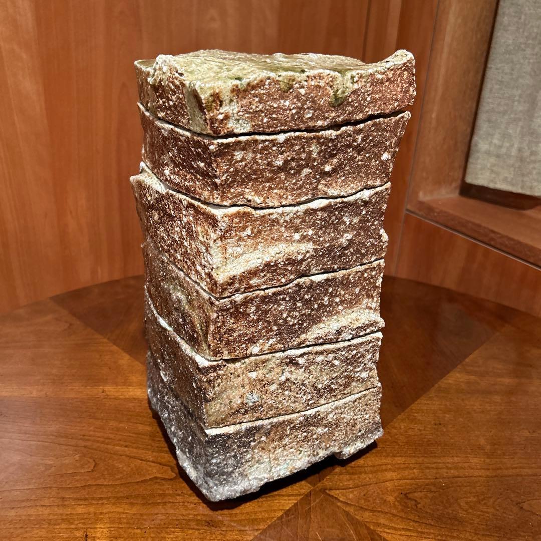 新品①◆作家　澤　克典作　信楽焼　五段重　一点物