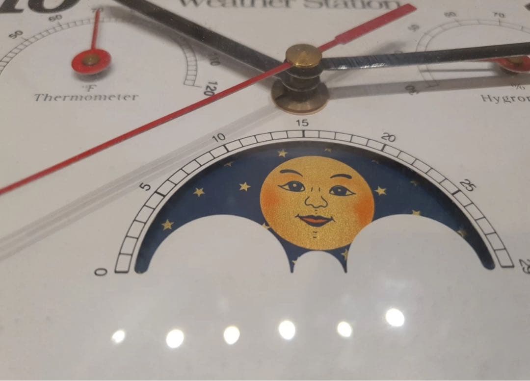 #129 LLBean エルエルビーン 掛け時計 ムーンフェイズ 湿度計 木製枠