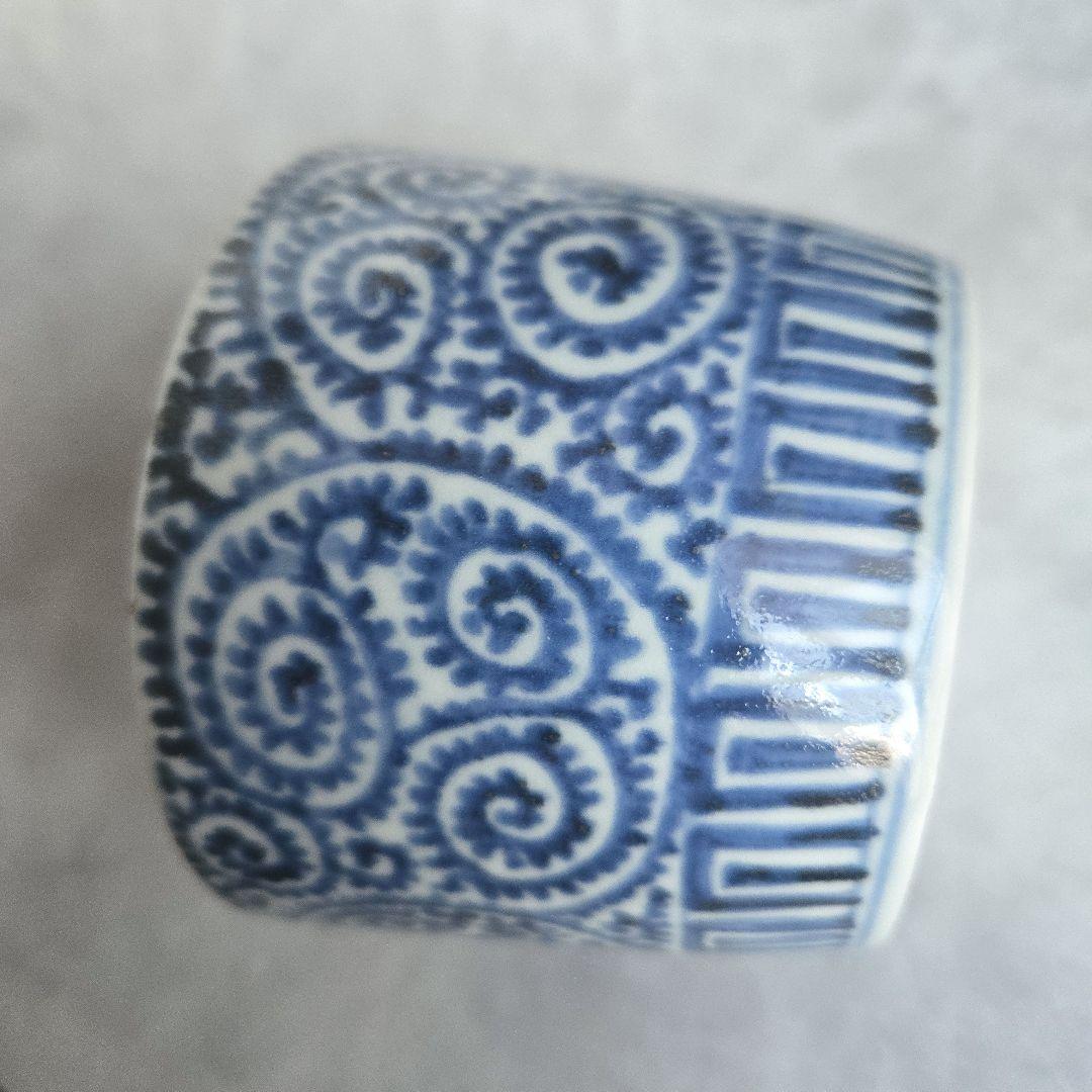 大ぶり　古伊万里　染付　蛸唐草　猪口　蕎麦猪口　骨董　アンティーク　江戸時代