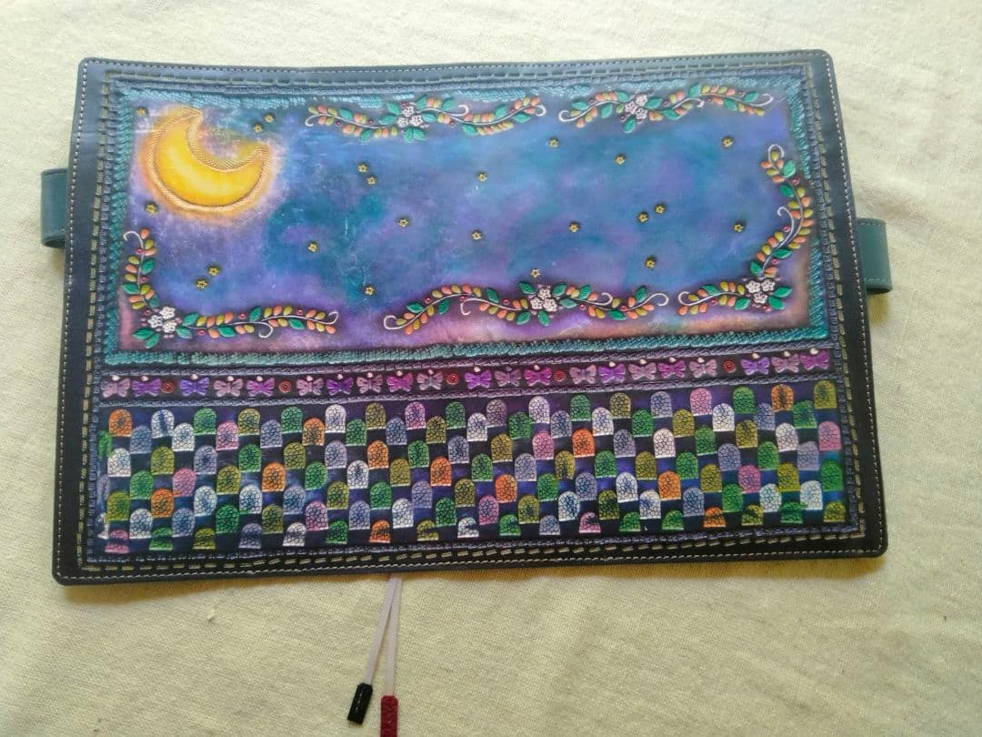 ほぼ日手帳カズン対応　A5サイズ手帳カバー　レザー刻印＆拭き染め