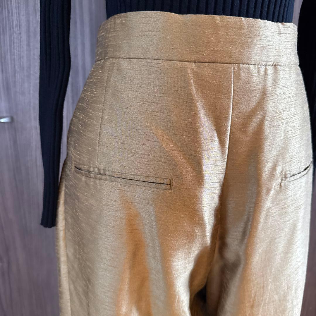 UN 3Dゴールド プリーツ ワイドパンツ36