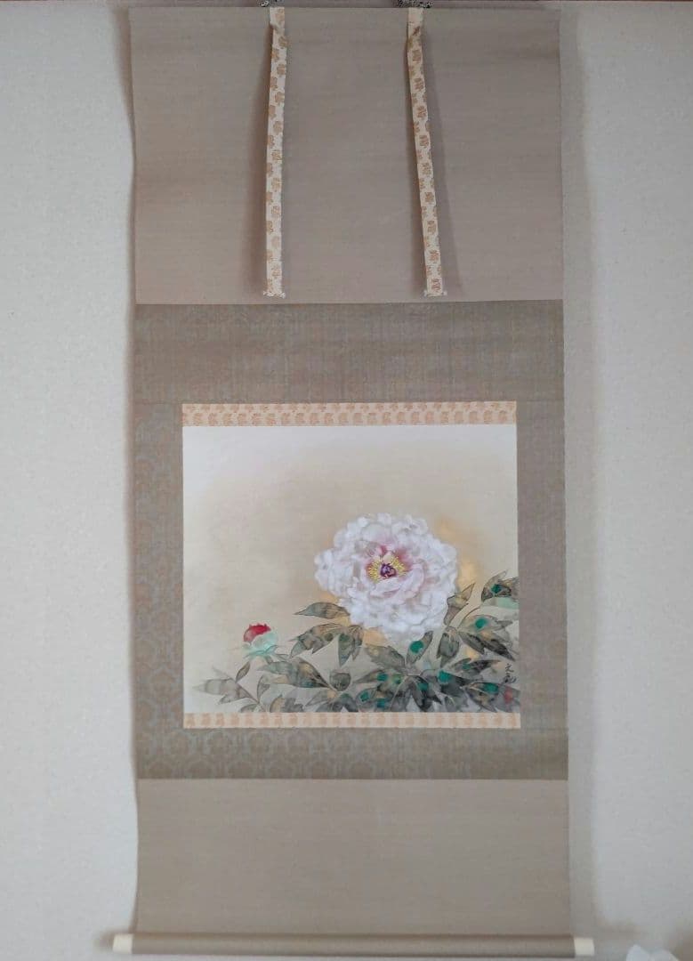 掛軸 『牡丹 』 常岡文亀