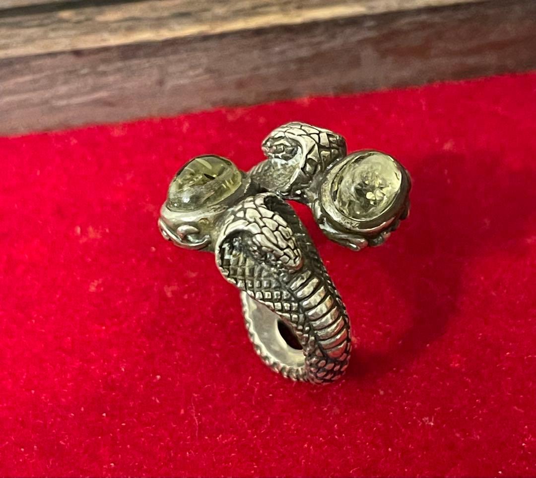 bizarre ビザール　コブラ　リング　蛇 グリーンアンバー　13号
