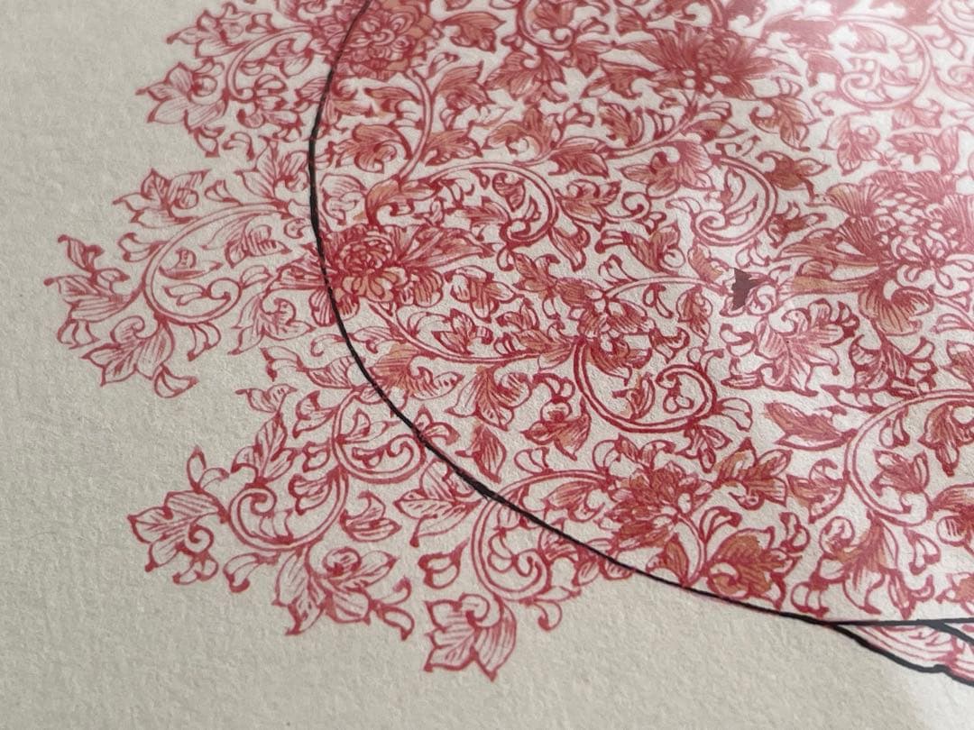 陶芸家　葉山有樹　直筆　肉筆　水彩　細密絵　細密画　赤絵　香炉　下絵　図案　額入