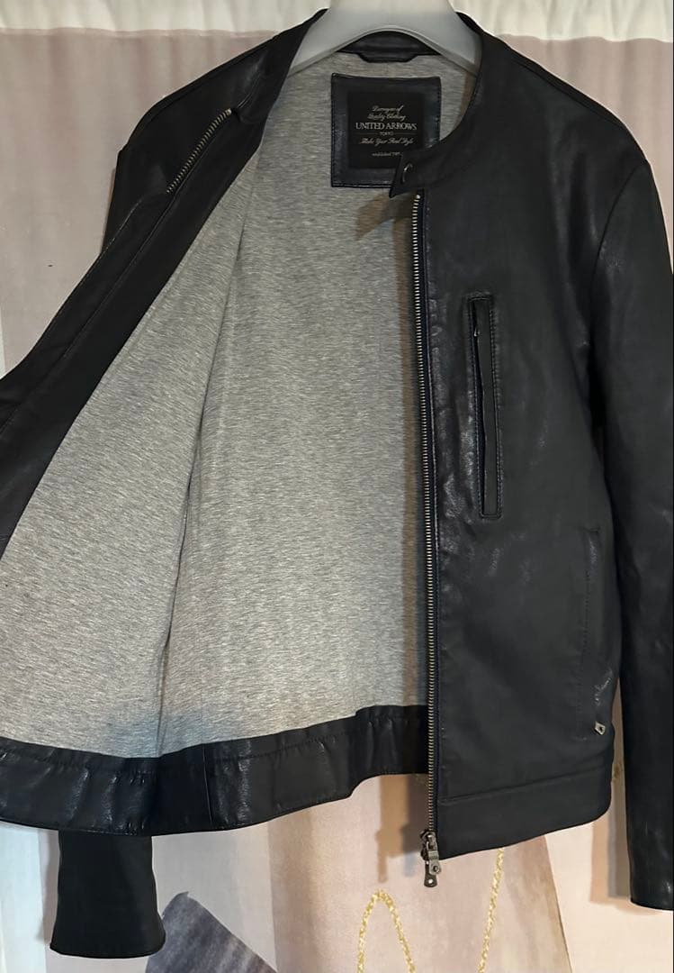 ユナイテッドアローズ トウキョウ ラムレザー シングルライダース ネイビー