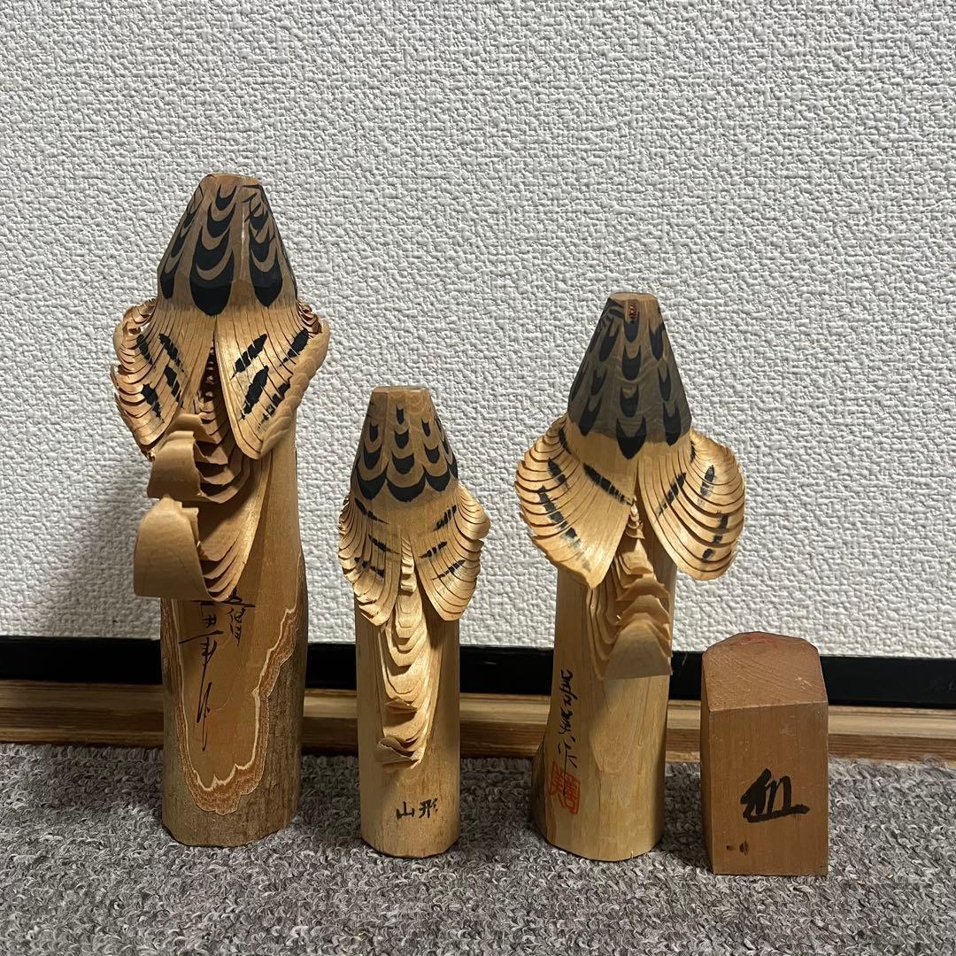 郷土玩具　笹野一刀彫　お鷹ぽっぽ　尾長鶏ポッポ 鷹の彫刻鶏の彫刻　９点セット