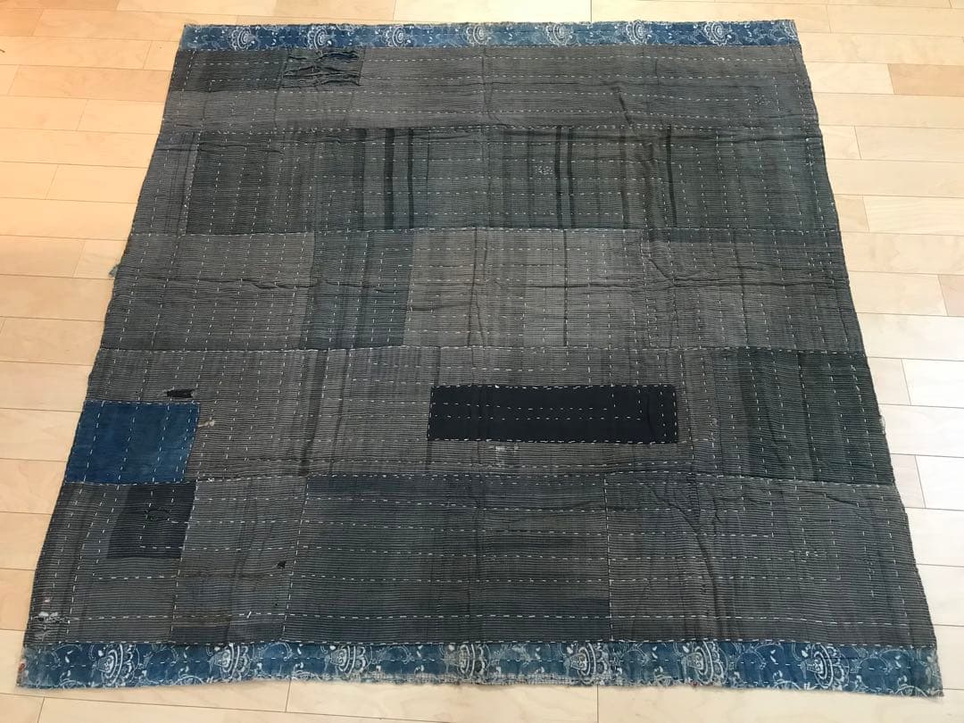 古布　木綿　刺子　 襤褸　155×153.5