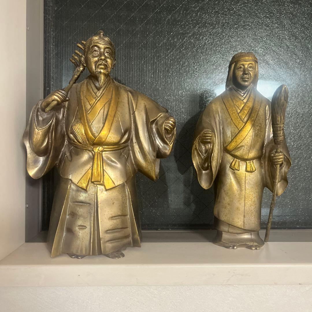 日本の伝統的金属製像 2体セット