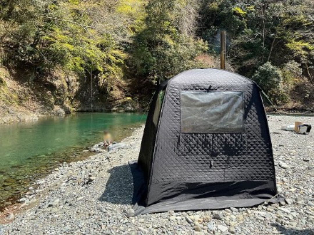 モルジュサウナテント＆ストーブ ブラック 窓付き 収納バッグ付き