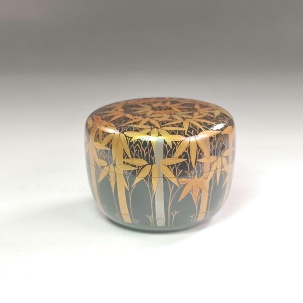 ウ224 棗『村田宗寛作』『輪島塗　総竹林　平棗　共箱』漆塗　金蒔絵　茶道具