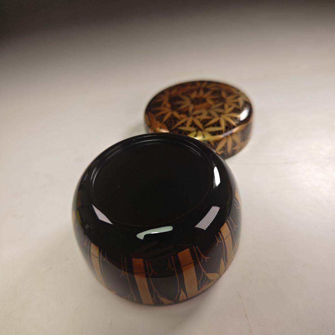 ウ224 棗『村田宗寛作』『輪島塗　総竹林　平棗　共箱』漆塗　金蒔絵　茶道具