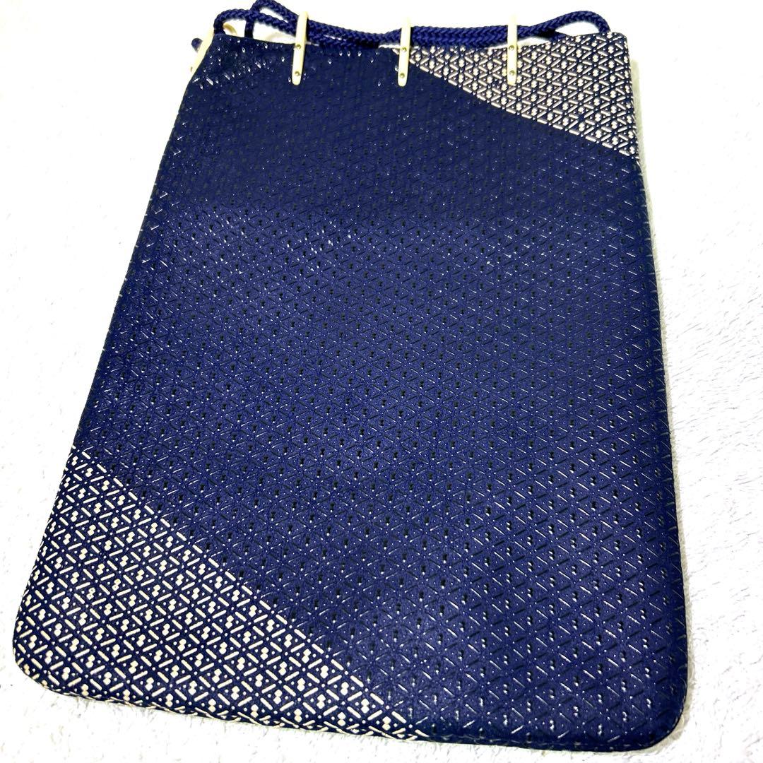 極美品　印傳屋　インデンヤ　巾着　ハンドバック　着物　紺色　ネイビー